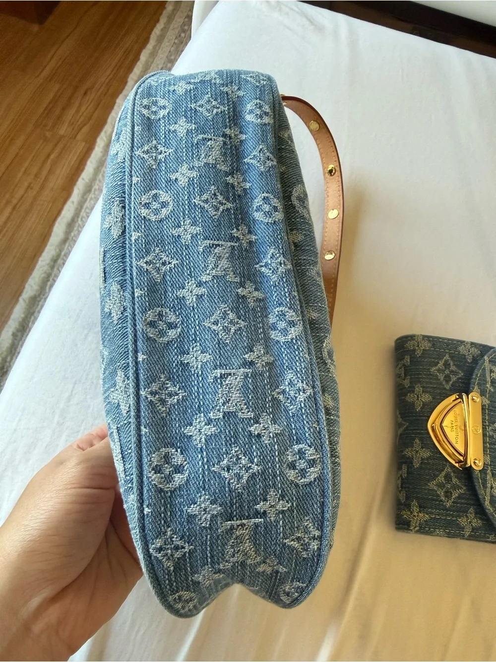 Bundle Blue Denim hobo bag Pochette Shoulder Bag with wallet
